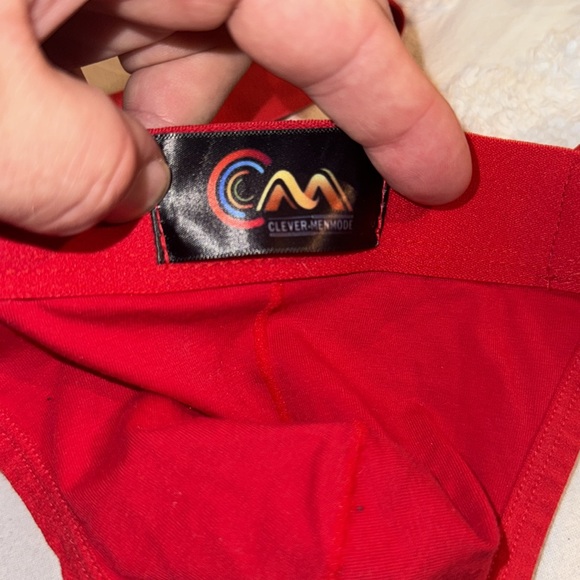 Sexy gay Bright, red harness and jockstrap combination stretch - Picture 4 of 5